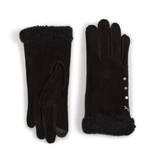 Koolaburra UGG Tech Gloves Womens Large Black Leather Studded Sherpa Cuff